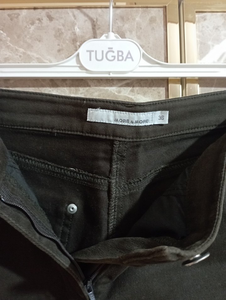 More&More marka Kahverengi Kadın keten Pantolon - Görsel 5