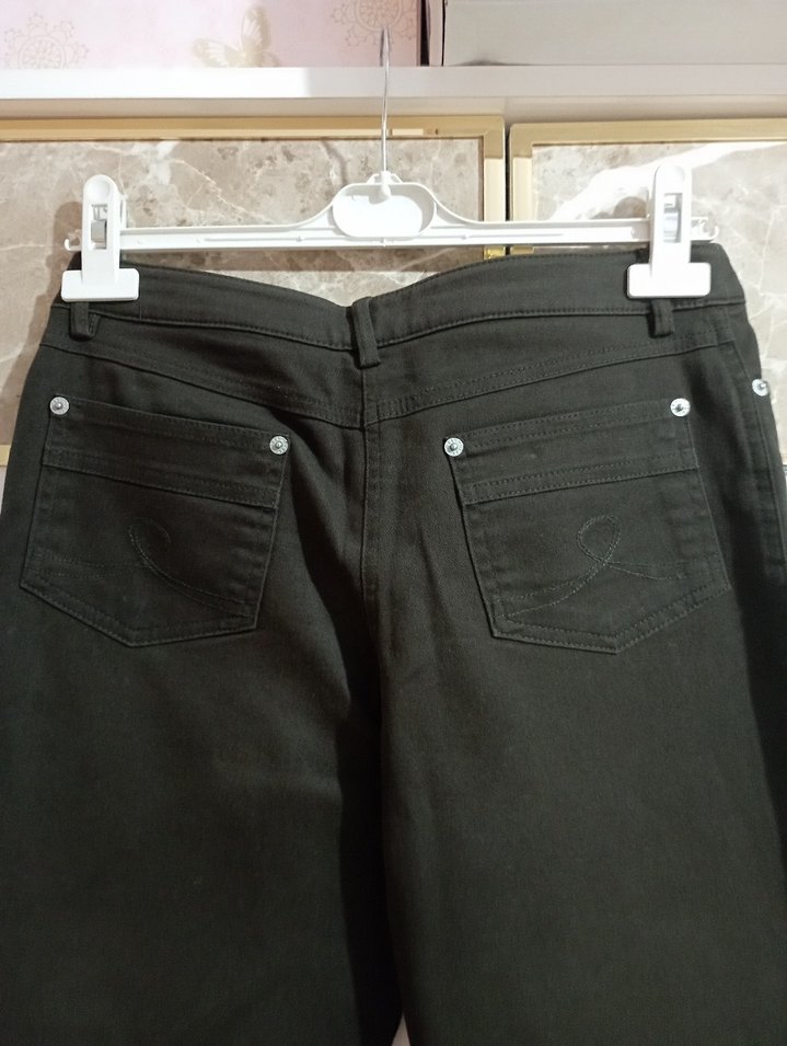 More&More marka Kahverengi Kadın keten Pantolon - Görsel 4