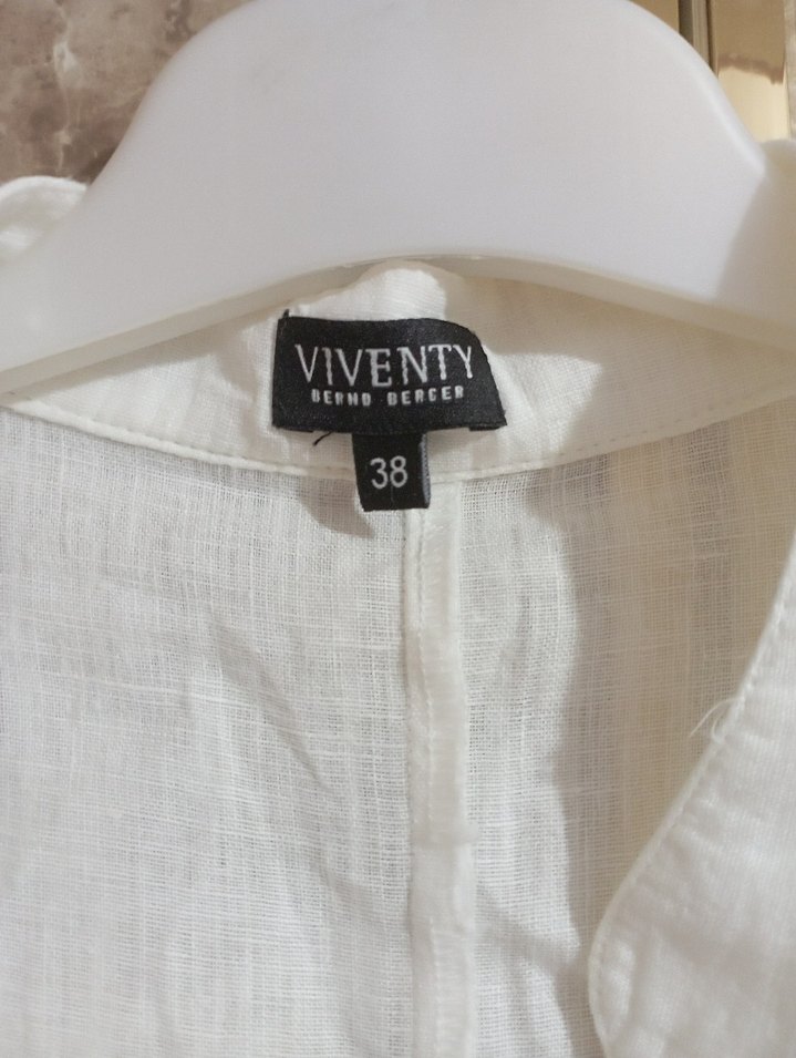 Kadın Beyaz Keten Pileli Gömlek - Görsel 4