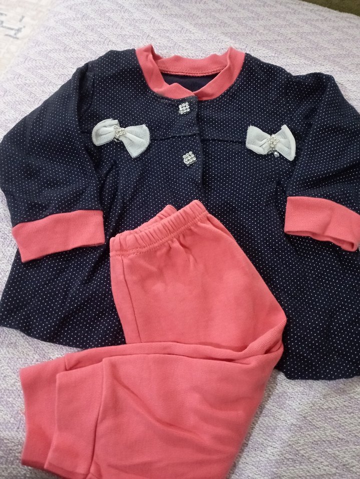 Uzun Kollu Pembe Kız Bebek Takımı - Görsel 2