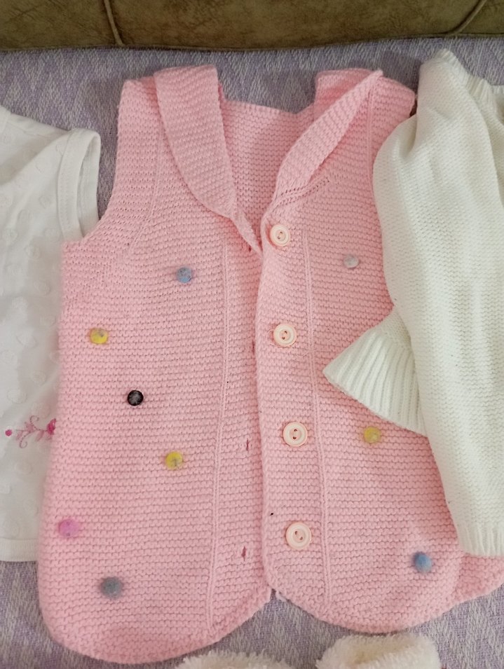 Pembe Triko Bebek Kız Kıyafet Seti - Görsel 4