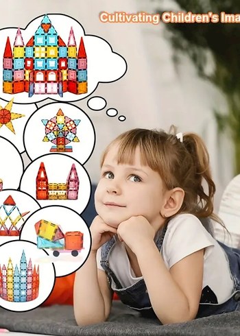 98 PARÇA BÜYÜK BOY MANYETİK LEGO BLOKLAR - Görsel 2