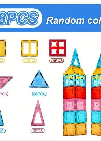 98 PARÇA BÜYÜK BOY MANYETİK LEGO BLOKLAR - Görsel 9