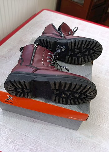 35 Numara Bordo Deri Yüksek Topuklu  Bot - Görsel 5