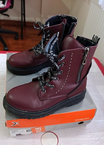 35 Numara Bordo Deri Yüksek Topuklu  Bot - Görsel 2