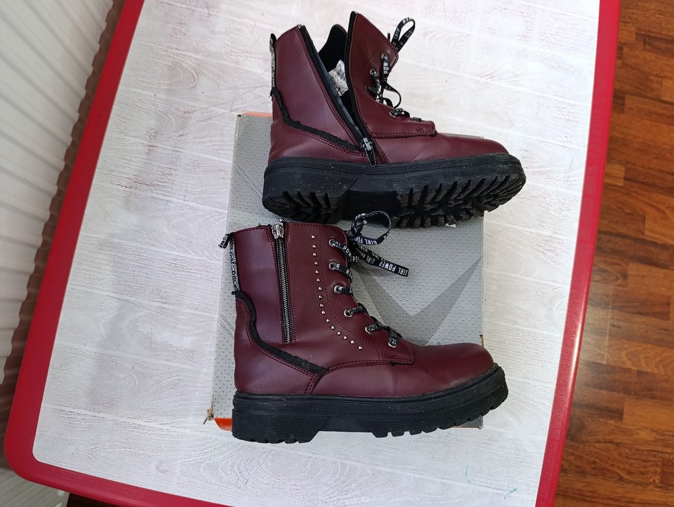 35 Numara Bordo Deri Yüksek Topuklu  Bot - Görsel 4