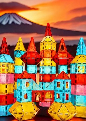 100  PARÇA ARABALI BÜYÜK BOY MANYETİK LEGO BLOKLAR - Görsel 5