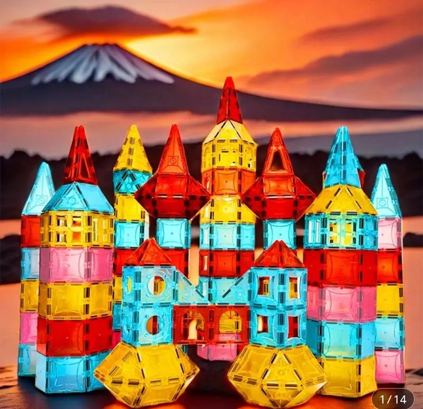 100  PARÇA ARABALI BÜYÜK BOY MANYETİK LEGO BLOKLAR - Görsel 5