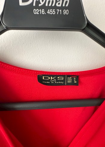 Kırmızı Drapeli V Yakalı Midi Elbise - Görsel 2