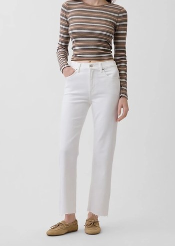Gap Yuksek Bel Beyaz Duz Paca Jean Gap