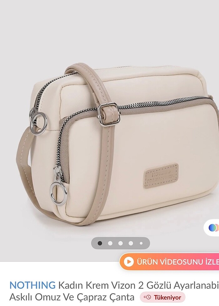 Nothing markalı krem ikili bölmeli çanta - Görsel 2