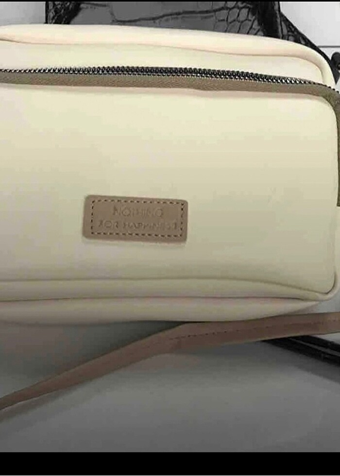 Nothing markalı krem ikili bölmeli çanta - Görsel 3