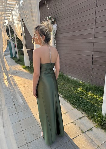 Diğer Drapeli Straplez Uzun Kadın Elbise