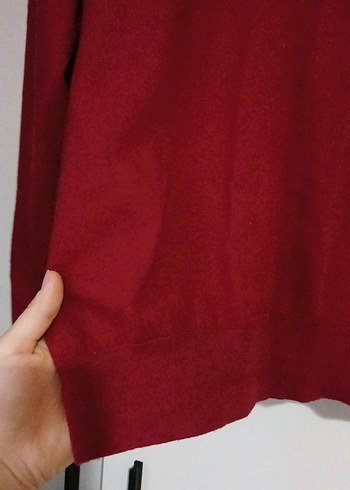 34 Beden Bordo Kadın Yün Uzun Kollu Kazak