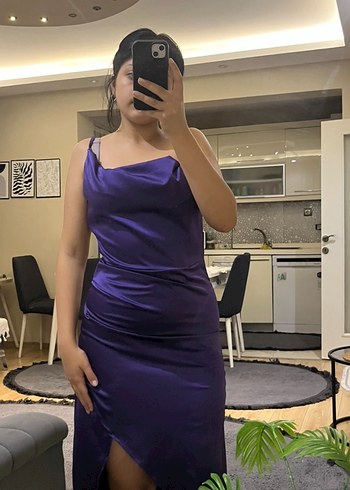 Zara Zara Saten mor elbise