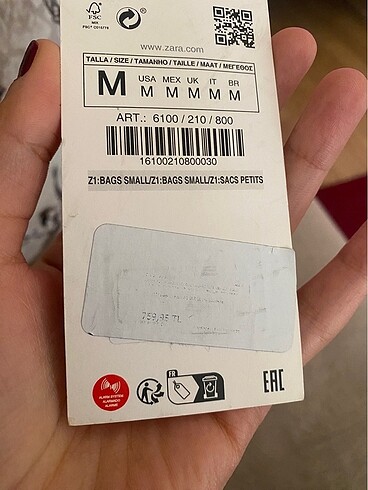  Beden siyah Renk Zara orjinal çanta