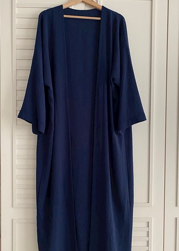Lacivert Uzun Kadın Kimono/Abaya - Görsel 2