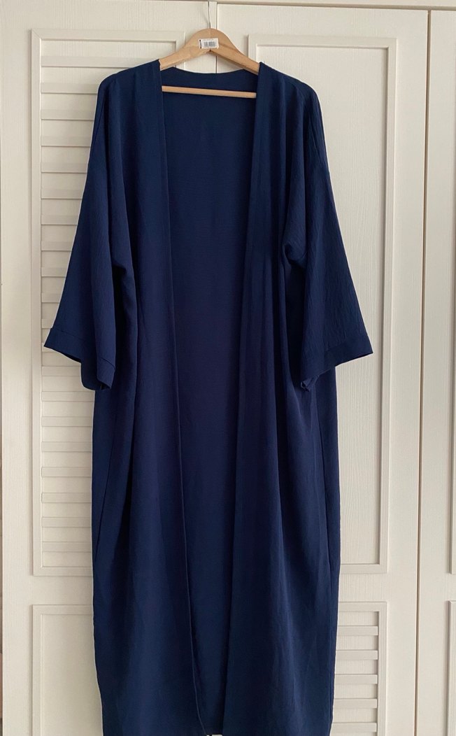 Lacivert Uzun Kadın Kimono/Abaya - Görsel 2