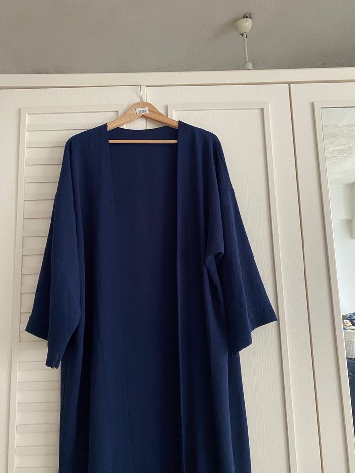 Lacivert Uzun Kadın Kimono/Abaya - Görsel 3