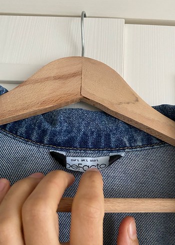 Düğmeli Mavi Oversize Kadın Denim Ceket - Görsel 5