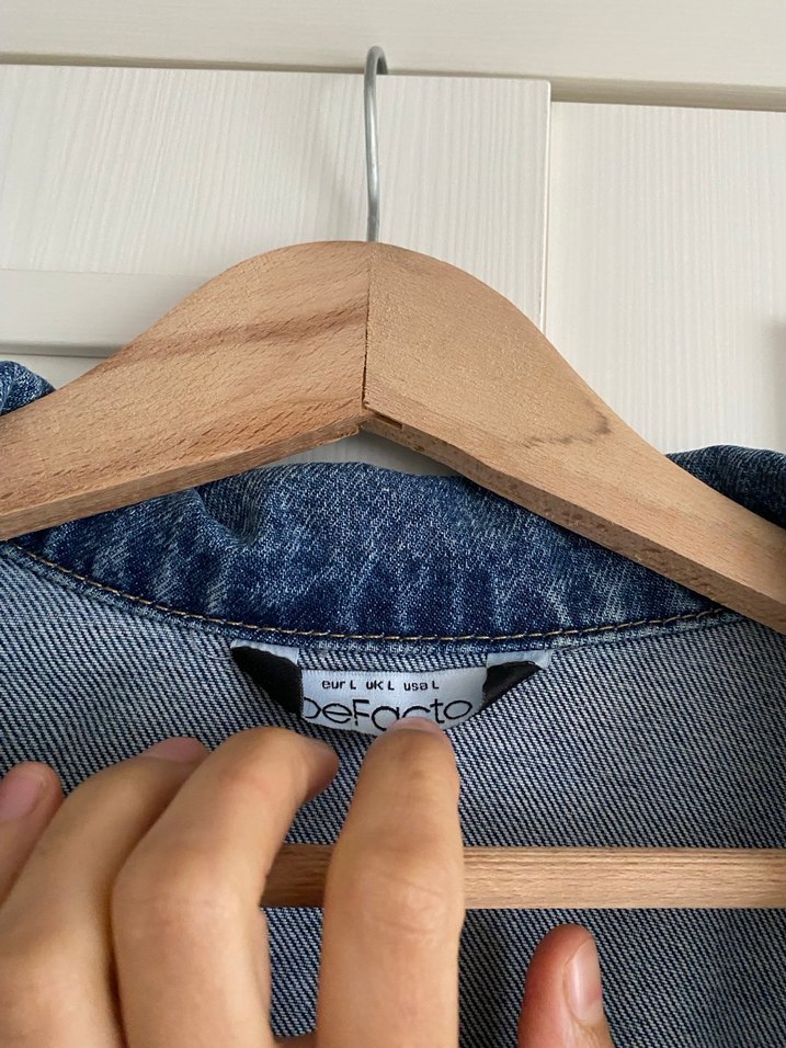 Düğmeli Mavi Oversize Kadın Denim Ceket - Görsel 5