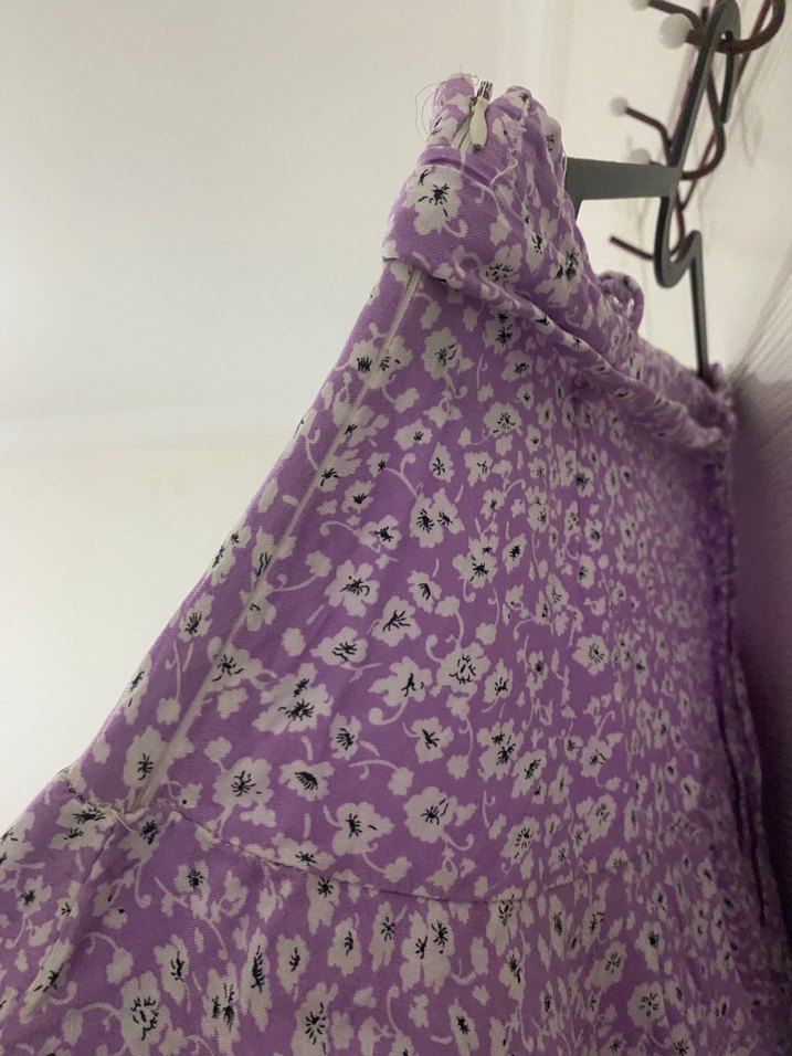 Çiçek Desenli Mor Mini Etek - Görsel 3