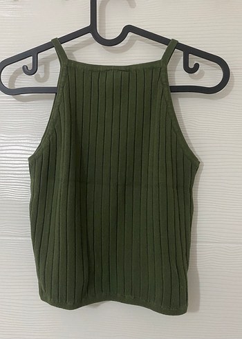 Kadın Haki Örgü Yüksek Yakalı Atlet - Görsel 2