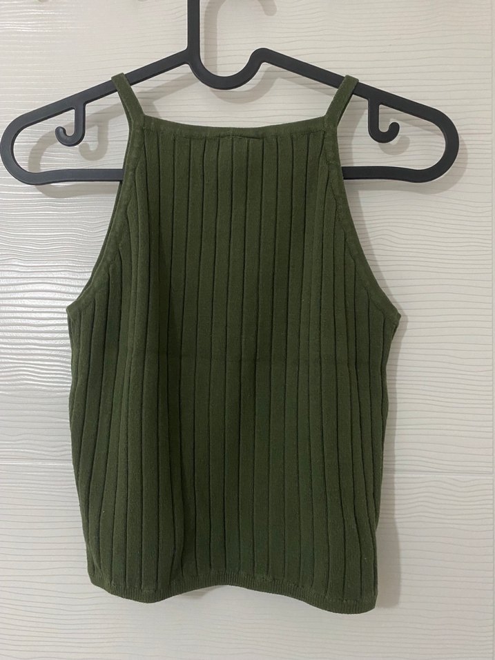 Kadın Haki Örgü Yüksek Yakalı Atlet - Görsel 2