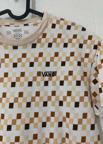 Bej Kareli Vans Kısa Kollu Tişört - Görsel 2