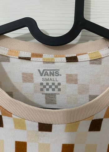 Bej Kareli Vans Kısa Kollu Tişört - Görsel 3