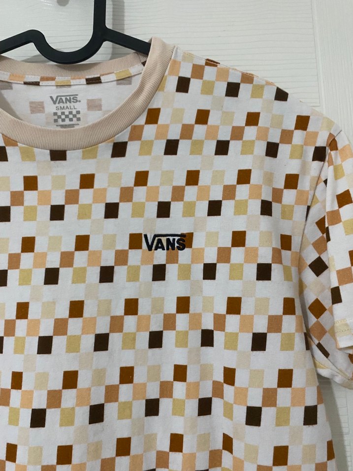 Bej Kareli Vans Kısa Kollu Tişört - Görsel 2