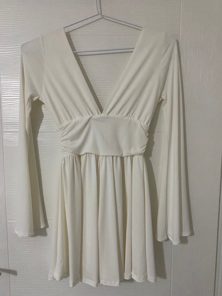 Beyaz Tül Likralı V Dekolteli Tulum - Görsel 3