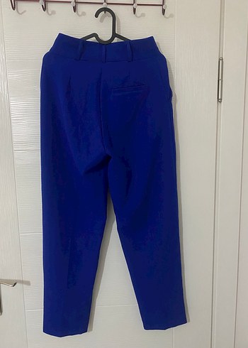 Koyu Mavi Pilili Kadın Kumaş Pantolon - Görsel 6