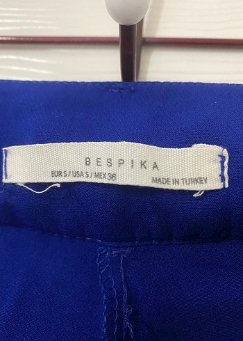 Koyu Mavi Pilili Kadın Kumaş Pantolon - Görsel 2