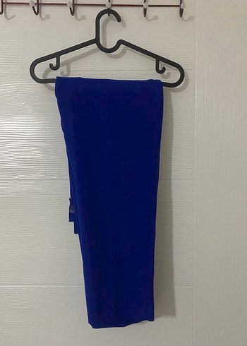 Koyu Mavi Pilili Kadın Kumaş Pantolon - Görsel 4