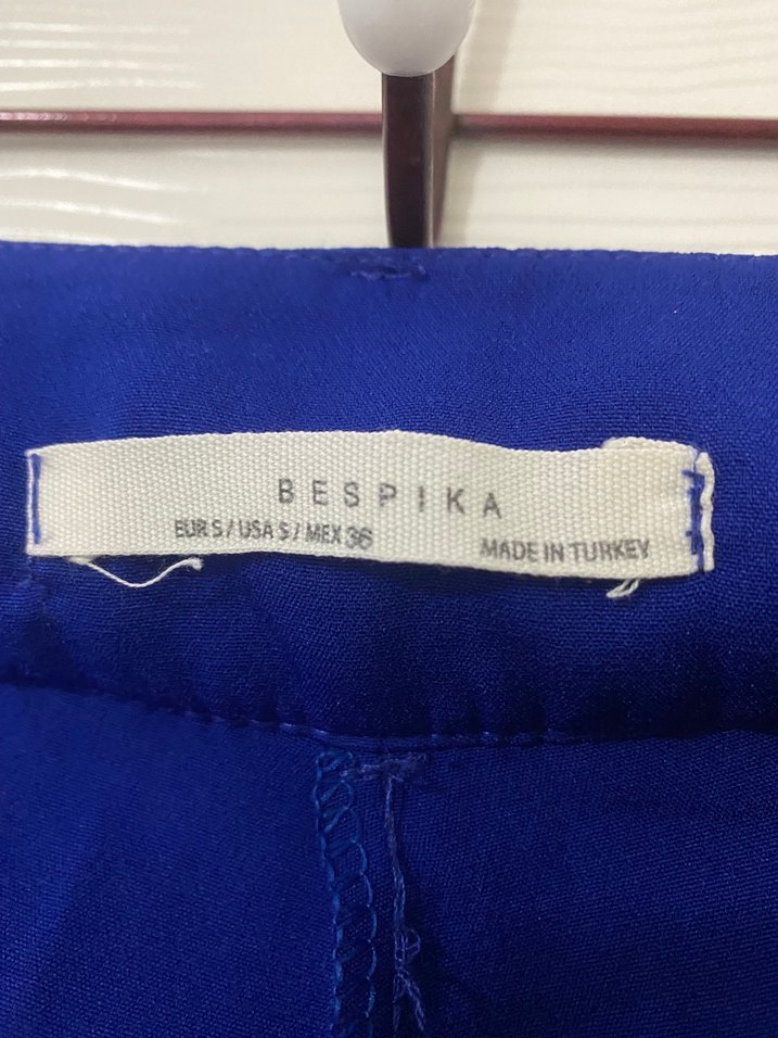 Koyu Mavi Pilili Kadın Kumaş Pantolon - Görsel 2