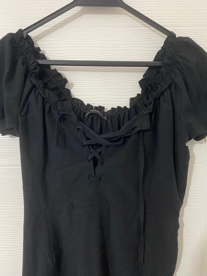 Siyah Midi Elbise - Görsel 2