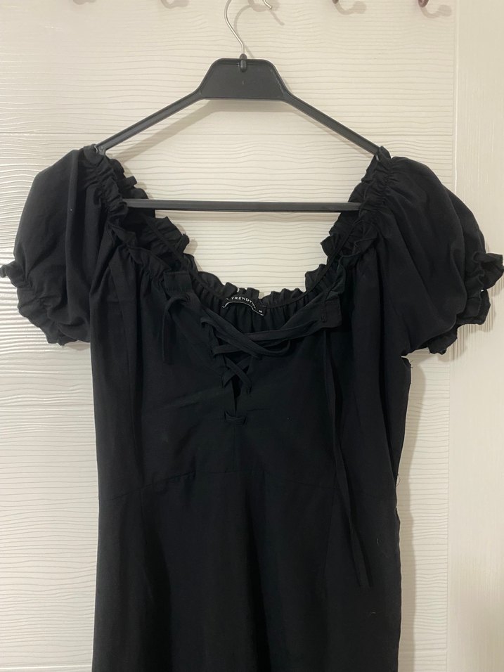 Siyah Midi Elbise - Görsel 4