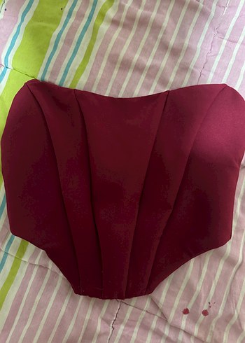 Diğer Bordo Pilili Kayık Yaka Kadın Büstiyer
