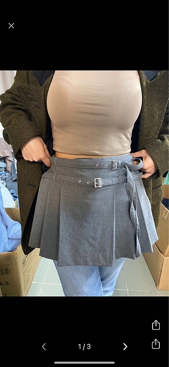 m Beden gri Renk Pull bear şort etek