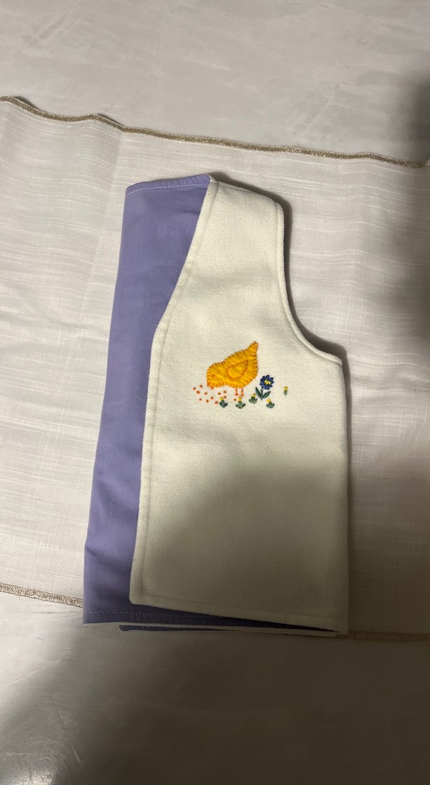 Kız Çocuk Nakışlı Beyaz civciv desenli  Yelek - Görsel 4