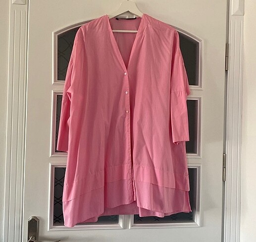 Zara pembe gömlek elbise