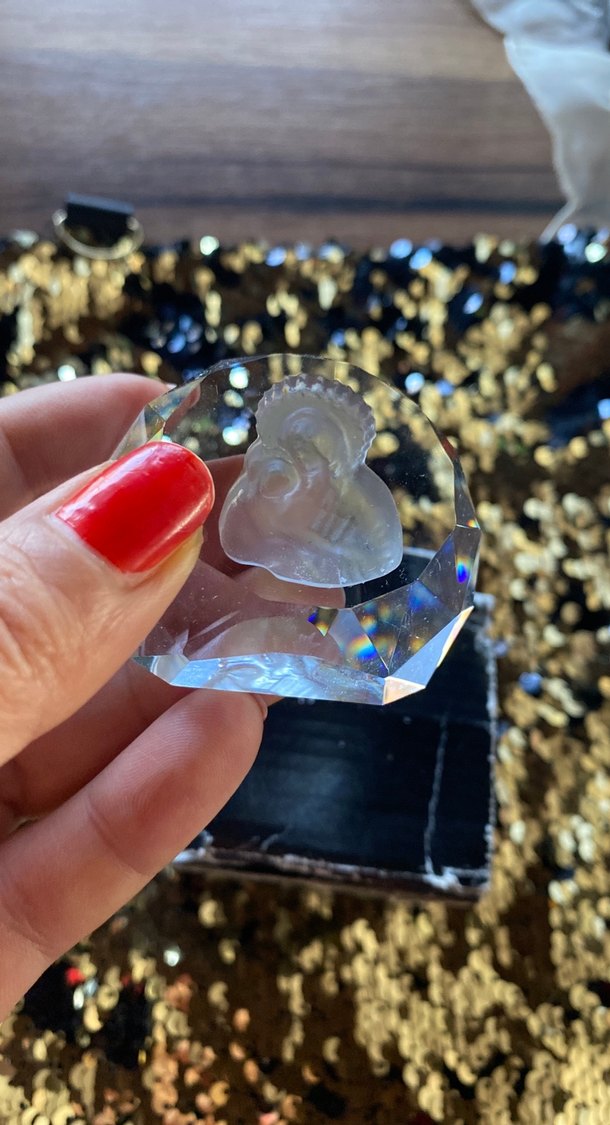 Şeffaf taş melek anne tasvirli - Görsel 3