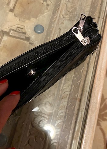 Kadın Siyah Deri Fermuarlı Clutch Cüzdan - Görsel 4