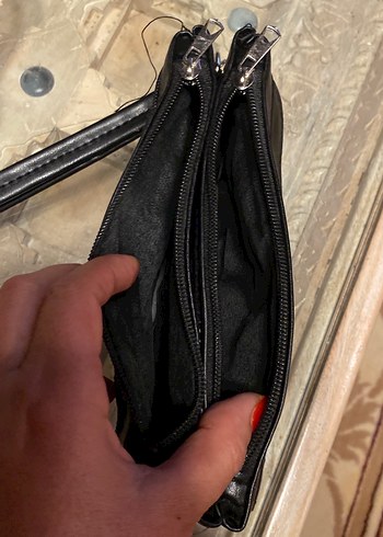 Kadın Siyah Deri Fermuarlı Clutch Cüzdan - Görsel 8