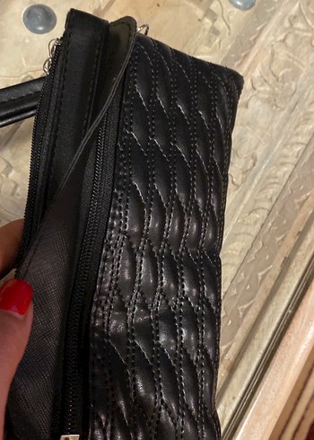Kadın Siyah Deri Fermuarlı Clutch Cüzdan - Görsel 9