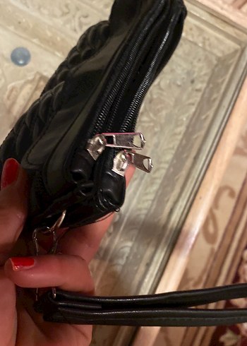 Kadın Siyah Deri Fermuarlı Clutch Cüzdan - Görsel 13