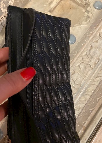 Kadın Siyah Deri Fermuarlı Clutch Cüzdan - Görsel 5