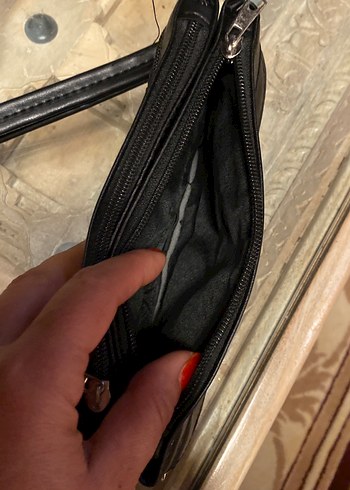 Kadın Siyah Deri Fermuarlı Clutch Cüzdan - Görsel 7