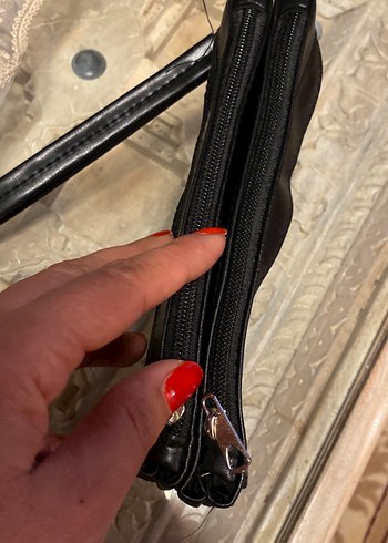 Kadın Siyah Deri Fermuarlı Clutch Cüzdan - Görsel 6